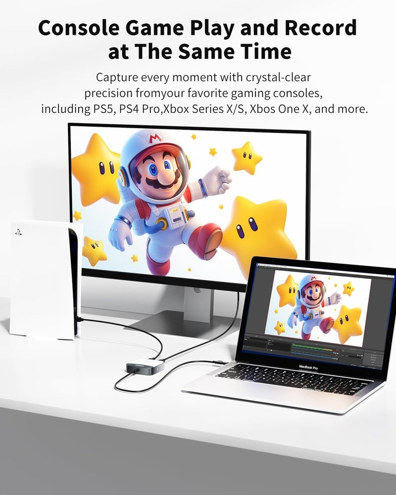 VANGREE Capture Card for Nintendo Switch, 4K Audio Video Capture Card, USB C 3.0 1080P 60FPS HDMI Recorder for Gaming/Live Streaming/Video Conference, Works for Nintendo Switch 2/PS5/Xbox/OBS/Camera/PC - Image 3